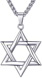 MOO&LEE Men's Stainless Steel Pendant Necklace Jewish Star of David with 24 Inches Link Chain