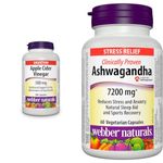 Webber Naturals Apple Cider Vinegar, 240 Capsules, Sugar Free & Ashwagandha 7200 mg, 60 Capsules, Organic and Clinically Proven KSM-66 Ashwagangha