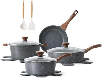 SENSARTE Nonstick Cookware Set 13-Piece, Non Stick Pots and Pans Set with Swiss Granite Coating, Healthy Kitchen Cooking Set, Stay-Cool Handles, PFOA Free