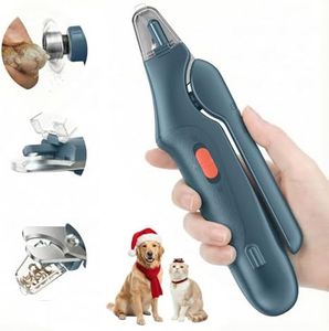 2 in 1 Dog Nail Clippers & Cat Nail Clippers Trimmers for Large Medium Small Dogs Cats Claw Trimmer Quick Sensor and Safety Guard USB Rechargeable Dogs Nail Trimmer with Catcher & 2 LED Lights