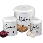 Home Acre Designs Collections Onion Storage Potato Storage Garlic Keeper, Farmhouse Kitchen Decor, Set of 3 Canister Sets for Kitchen Counter, Pantry Storage Onion Keeper Potato Bin Kitchen Decor