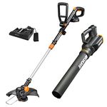 Worx WG930.2 20V Power Share GT Revolution 12" Cordless String Trimmer & Turbine Leaf Blower Combo Kit, Black and Orange