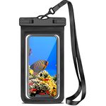 Superior IPX8 Waterproof Phone Pouch Dry Bags, Black Classic Mobile Phone Lanyard Cases Underwater for Swimming Boating, Dry Sleeve Holster for iPhone 16 Pro Max 15 Plus 14 13 12 11 10 etc. up to 7.2"