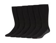 Hanes Men's 6 Pack Big and Tall Crew Sport Cut Sock with Fresh Iq, Black, Shoe Size 12-14