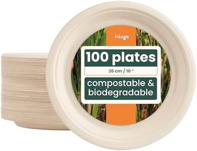 HAAGO - 100 Piatti Biodegradabili in Canna da Zucchero - Ecologici e Compostabili, 26 cm