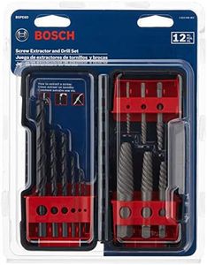 BOSCH BSPE6D 12-Piece Assorted Set Spiral Flute High-Carbon Steel Screw Extractor & Black Oxide Drill Bits Ideal for Removing Stripped Screws, Bolts, Fasteners