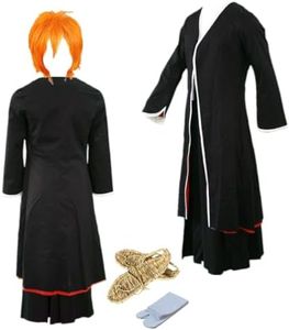 TYRHDJZQ Anime Black Coat Kendo Pants Mask Men's Outfit Halloween Costume (Medium)