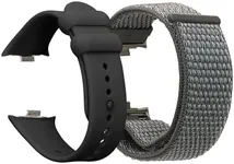 kwmobile Smartwatch Band Compatible with Xiaomi Redmi Watch 4 Strap - 2x TPU SIlicone and Nylon Straps - Black/Dark Grey