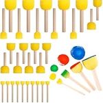 Foam Brush, Foam Paint Brushes, Sponge Brushes for Craft, Sponge Paint Brushes 30 PCS Sponge Brush Round Sponge Stippler Paint Tools for Graffiti, Watercolours Arts & Craft Supplies(4 Sizes)