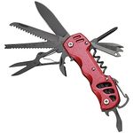 Multitool Pocket Knife, Kiislee Swiss Style Keychain Knife for Camping, Fishing, Hunting, Hiking, Outdoor Survival Tool (Red)