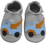 Bemesu Baby Shoes, Soft Leather Shoes, First Walking Shoes, Suede Sole, Boys Shoes, Girls Shoes, Slippers 0-6 Months, 6-12 Months, 12-18 Months and 18-24 Months, light grey car, 20/21 EU