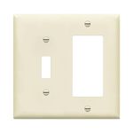 ENERLITES Combination Toggle Switch/Decorator Switch Wall Plate, Size 2-Gang 4.50" x 4.57", Polycarbonate Thermoplastic, 881131-LA, Light Almond
