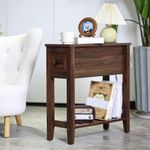 LUSUOWLZ Chairside Narrow End Table, Solid Recliner Side Table with Drawer, Slim Nightstand Bedside Table for Living Room Bedroom