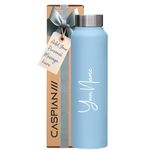 Caspian Astra Customised Stainless Steel Water Bottle 1L, S-Blue with Logo Print - Personalised Water Bottle with Your Name Print for Kids Boys Girls School Office Gym- Perfect for Corporate Gifting