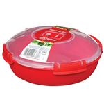 Sistema Round Microwave Container | 1.3 L | Food Steamer Container with Steam Release Vent | BPA-Free | Red | 1 Count