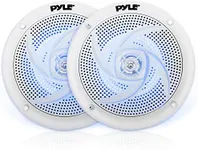 Pyle Marine Speakers - 5.25 Inch 2 Way Waterproof and Weather Resistant Outdoor Audio Stereo Sound System with LED Lights, 180 Watt Power and Low Profile Slim Style - 1 Pair - PLMRS53WL