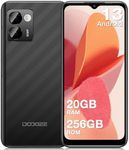 DOOGEE Android Phones, N50 Pro 20GB+256GB, 1TB TF, Android 13 Phone Unlocked, 50MP +8MP, 6.52" HD+Waterproof Scree, 18W Fast Charger, 4G Dual SIM Phones, Face ID/Fingerprint - Black