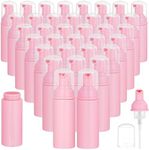 35 Pack Plastic Foam Bottles Travel Soap Dispenser Bottles with Pump Mini Liquid Foaming Soap Bottles for Refillable Hand Sanitizer Lash Cleanser Shampoo Castile Pink(60ml)