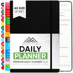 Productivity Store - Daily Planner with Task List & Hourly Schedule to Achieve Your 2025 Goals - 6-Month Undated, Pink, A5 Size
