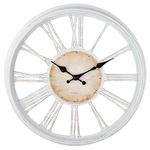 DIYZON Large Wall Clock 16'' Classicl Style, Roman Numerals - Modern Clcok Battery Powered for Home - Silent Non-Ticking Clocks for Living Room - Bedroom - Kitchen Clock (White)