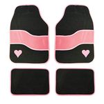 UKB4C 4 Set Anti Slip Black Pink Heart Velour Car Mat fits Ford Focus Mondeo Fiesta C-Max KA