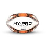 Hy-Pro Intercept International Rugby Ball - Rugby Ball for Kids and Adults, For Use in the Garden, Recreation and Matches - Orange, Size 5