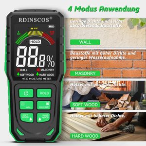 Rechargeable Pinless Moisture Meter – Digital Wood & Wall Damp Tester