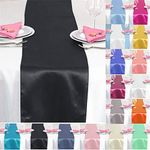 Time to Sparkle 10 Pack Satin Table Runners 12"x108"inch Chair Sashes Swags Wedding Party Table Decoration - Black