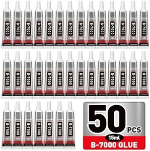 50 PCS 15ml B7000 Glue Clear with Precision Tip, Rhinestone Glue for Nail, B-7000 Glues for Craft Glues, Jewelry Making, Nail Art, DIY, Makeup, Shoes