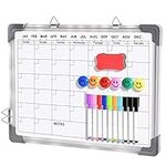 Dry Erase Whiteboard Calendar for Wall, 16" x 12" Magnetic White Board Dry Erase Calendar Monthly Planner Memo Hanging Double-Sided Board, Portable Board for Home, School, Office, Kitchen (White)