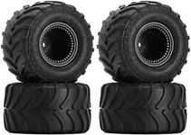 INJORA RC Monster Truck Wheel Rim Tires Set Black Tires for 1/24 RC Crawler Car Axial SCX24 Bronco Gladiator C10 JLU Deadbolt B17 FMS FCX24,70*38mm,MT1012