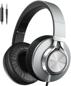 AILIHEN Headphones Wired with Microphone, Over-Ear Foldable Noise Isolation Headsets with Volume Control 3.5mm for Teens Adult Smartphones Chromebook (Grey)