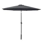 Panana 3M Garden Parasol Sun Shade Outdoor Umbrella 8 Sturdy Ribs with Crank and Tilt Mechanism for Lawn, Deck, Patio and Balcony Dark Grey