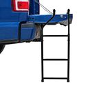 Northyun Tailgate Ladder for Trucks, Universal Foldable Pickup Tailgate Ladder with Aluminum Step Grip Plates and Rubber Ladder Feet, Capacity 300 lbs