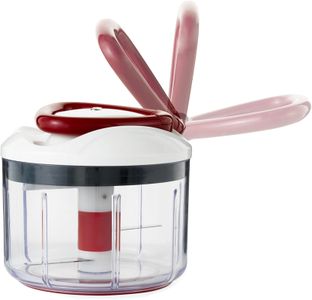 Zyliss Easy Pull Manual Food Processor, 750ml – Handheld Chopper, White/Red, Dishwasher Safe