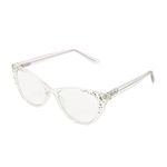 Betsey Johnson Women's Iced Out Cat Eye Reading Glasses, Clear, 51 mm + 2.5