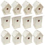 Podzly Kids Wooden Birdhouse Craft Kit - 12 DIY Bird House Kits - Bulk Arts and Crafts Set - Wooden Houses to Paint, Build, and Personalize - Perfect Kids Crafts Activity with 3 Designs to Enjoy