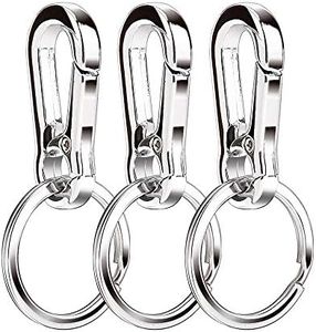 MINGZE Metal Keyring Key Holder Keychain, Quick Release Detachable Key Rings, Heavy Duty Stainless Steel Key-Clips,3PCS