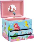 Jewelkeeper Mermaid Musical Jewelry Box, Underwater Design with Two Pullout Drawers, Over The Waves Tune