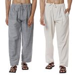 Aatman One Size Men's Eco-Friendly Cotton Pyjama Pack of 2 | Fits Waist Size 28 to 36 Inches_AT12AT13