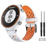 CUZOW Two-in-One Watch Band for Garmin Forerunner 620/220/235/230/630/735XT/Approach S6 Golf Watch, Solft Silicone Replacement Strap for Garmin Watch Accessories, White-Orange