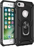 for iPhone 6 Plus Case/iPhone 6S Plus Case, Kinoto Lifeproof Cases with Ring for Apple iPhone 6+ / 6S+ Qi Slim Silicone Hard Transparent Cover Hybrid Shock Absorption Thin Rugged Soft TPU (Black)