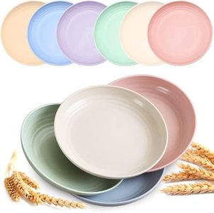 Mfacoy 6 PACK Unbreakable Dinner Plates, 6.9 Inch Wheat Straw Plates, Reusable Deep Plastic Plates, Lightweight Salad Plates for Camping/Kitchen, Dishwasher & Microwave Safe, Kids-toddler & Adult