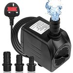 Flintronic Submersible Water Pump(25W 1500L/H), Ultra-Quiet Water Pump, 400Gph 2.2m/7.2ft High Lift Fountain Pump for Aquarium,Fish Tank,Statuary,Hydroponics,4 Suction Cup,1.4m Power Cord & 3 Nozzles