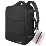 Taygeer Easyjet Cabin Bag 45x36x20 Underseat, Travel Backpack Men Carry On Cabin Size Weekend Luggage Overnight Laptop Rucksack Plane Hand Luggage Bag Laptop Backpack with Shoes Compartment, Black