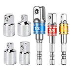 3Pcs 1/4 3/8 1/2" Impact Grade Driver Universal Sockets Adapter Extension Set Drill Bit & 4pcs Socket Adapter Set Converter Set and Reducer Set for Cordless Screwdriver