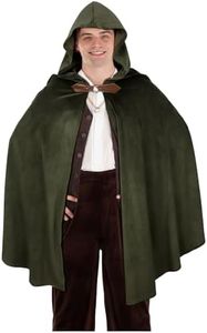 keland Cape Velours Cape a Capuche Medievale Deguisement Hobbit Halloween Femme Homme (Vert)
