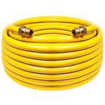 Grehitk 33ft 1/2'' Flexible Gas Line, CSST Corrugated Stainless Steel Tubing Pipe Kit, Natural Gas Line Propane Pipe Conversion Kit Grill Hose with 2 Male Adapter Fittings (100ft 1/2'')