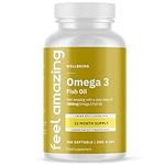 Omega 3 Fish Oil: One-a-Day (Full-Year 360-Day Supply) - 1000mg Fish Oil per Softgel with 180mg EPA, 120mg DHA & 3mg Vitamin E - Premium Heart & Brain Health Boost by Feel Amazing