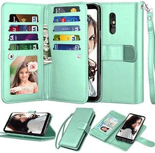 LG Stylo 5 Wallet Case, 6.2" LG Stylo 5 Case/Stylo 5V/Stylo 5 Plus Case, Njjex [9 Card Slots] PU Leather ID Credit Holder Folio Flip [Detachable][Kickstand] Magnetic Phone Cover & Lanyard [Mint]